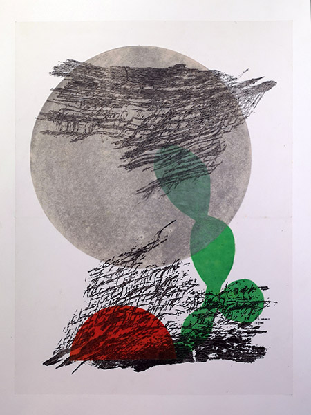 3'lü İlişki - I, Aydınger üzerine deneysel baskı ve kolaj tekniği, 2025