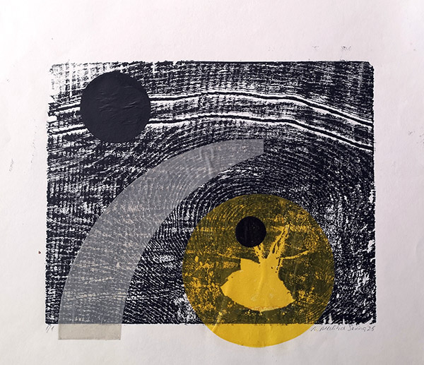 Ay'ın Dansı - I, Ahşap baskı ve kolaj tekniği, 2025